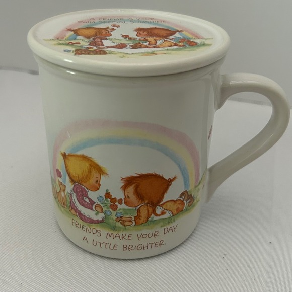 Vintage Mug with Lid Friends Make Your Day Special Sunshine Ceramic - Picture 5 of 5